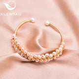 Natural Pink Freshwater Pearl Beaded Bracelet for Women