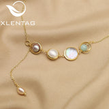 Freshwater Pearls Long Chain Starry Sky Pendant Necklace