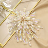 Irregular Crystal Pearl Brooch Clothing Buckle for Wedding