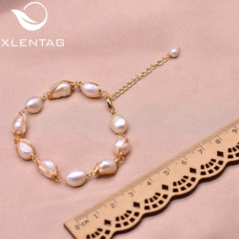 Natural Oval Pearl Chain Bracelets for Couple Angle Engagement