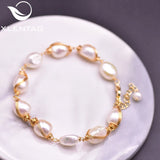 Natural Oval Pearl Chain Bracelets for Couple Angle Engagement