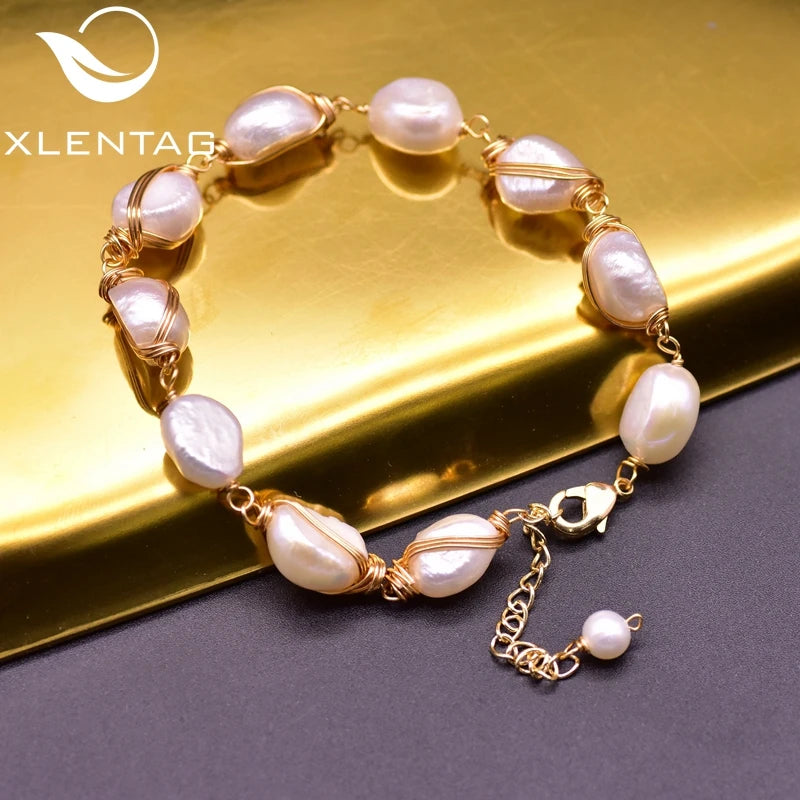 Natural Oval Pearl Chain Bracelets for Couple Angle Engagement