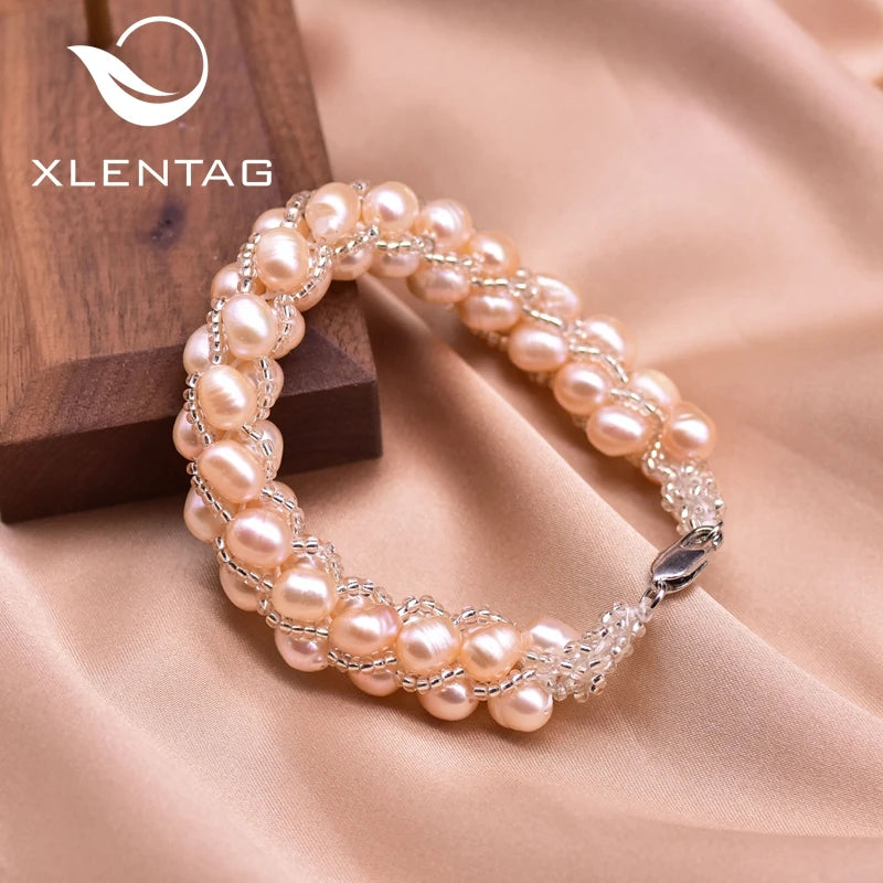 Pink Pearl Wide Cuff Bracelet Indian Women Accessories GB0204B