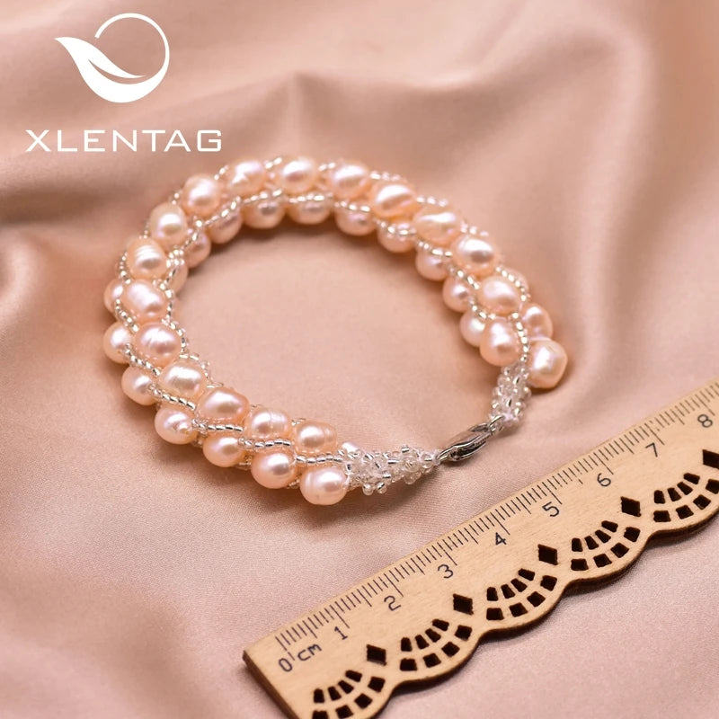 Pink Pearl Wide Cuff Bracelet Indian Women Accessories GB0204B