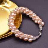 Pink Pearl Wide Cuff Bracelet Indian Women Accessories GB0204B
