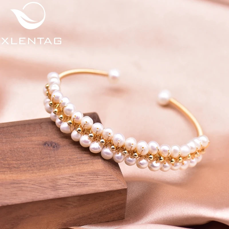 Double Layer Natural Pearl Bangle For Women Accessories