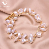 Natural Baroque Pearls Bracelet Double Layered Wedding Jewelry