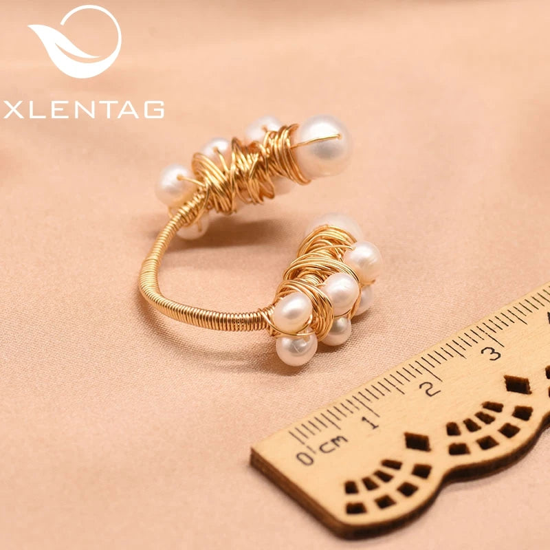 Fresh Water Pearls Adjustable Ring for Women Wedding Party GR0190
