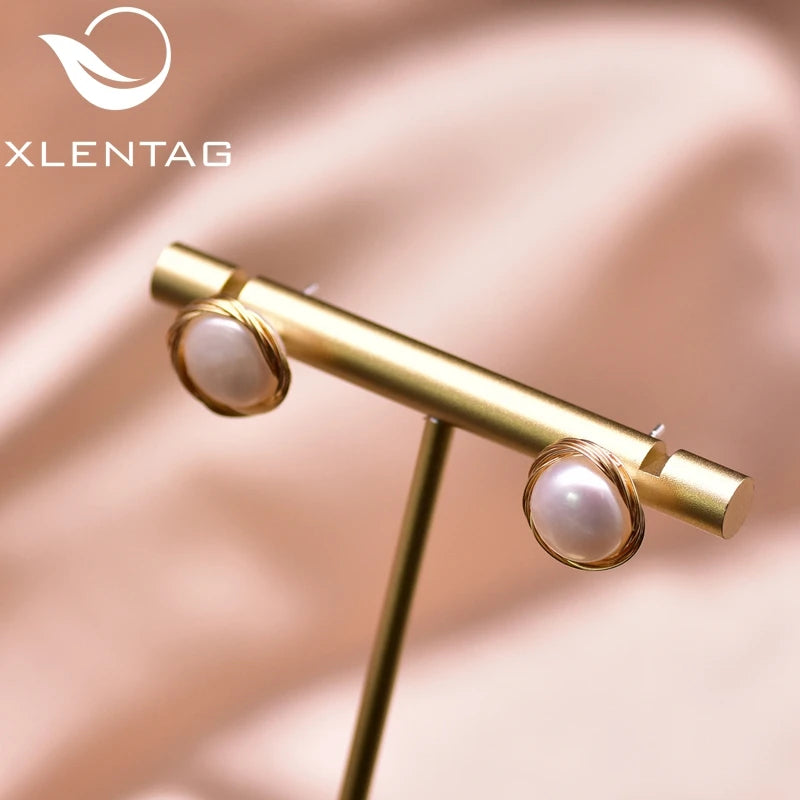 Freshwater Pearls Stud Earrings Wedding Vintage Jewelry GE0938