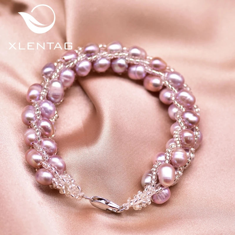 Natural Purple Pearl Rope Bracelet for Women Party Wedding