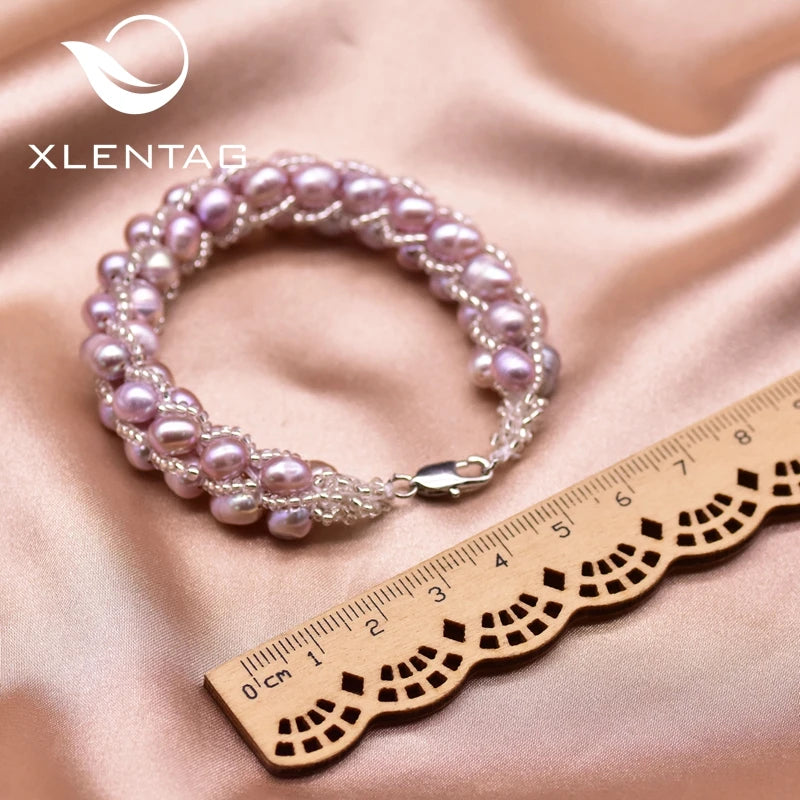 Natural Purple Pearl Rope Bracelet for Women Party Wedding