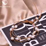 Natural Pearl Bracelet Cowhide Leather Engagement Jewelry