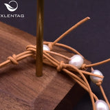 Natural Pearl Bracelet Cowhide Leather Engagement Jewelry