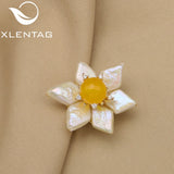 Baroque Pearls Yellow Jade Floral Women Brooches Wedding Gift