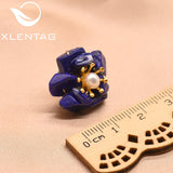 Freshwater Pearl Lapis Lazuli Flower Earrings 925 Plated Vintage Jewelry