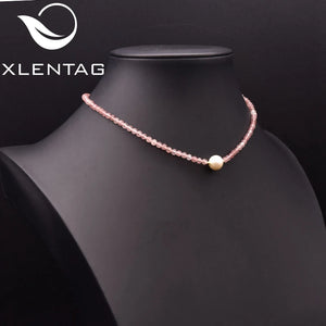 Freshwater Pearl Pink Crystal Necklace Set Gift GN0286B