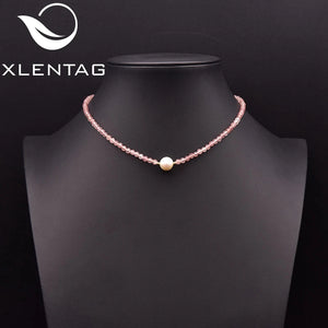 Freshwater Pearl Pink Crystal Necklace Set Gift GN0286B