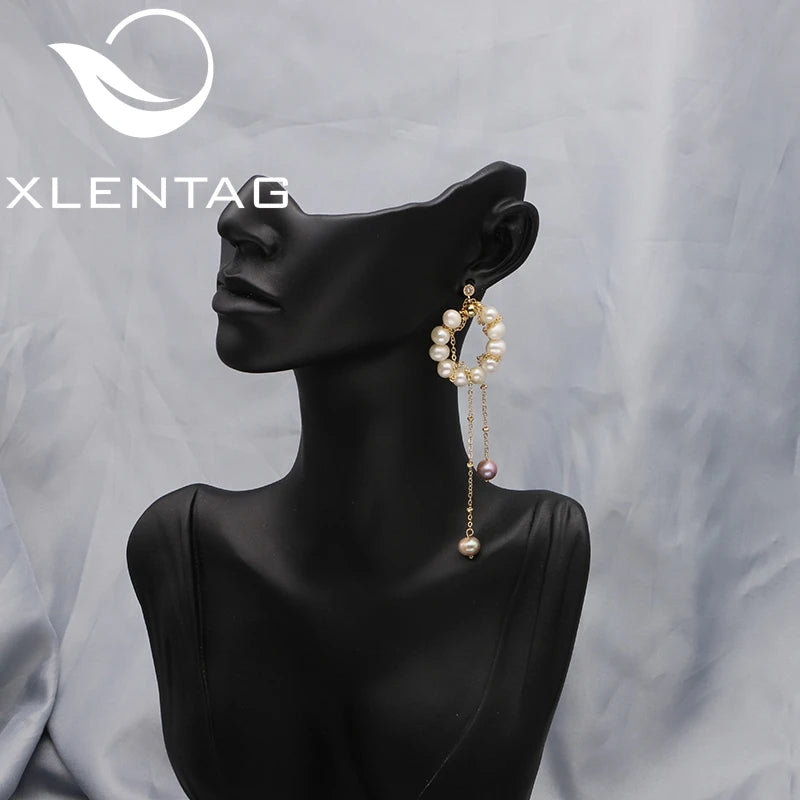 Freshwater Pearls Long Chain Earrings for Woman