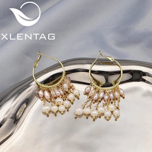 Freshwater Purple Pearls Chain Drop Earrings Romantic Fine Jewelry