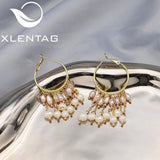 Freshwater Purple Pearls Chain Drop Earrings Romantic Fine Jewelry