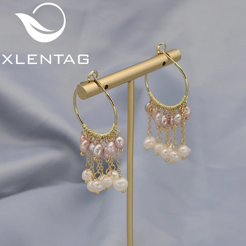 Freshwater Purple Pearls Chain Drop Earrings Romantic Fine Jewelry