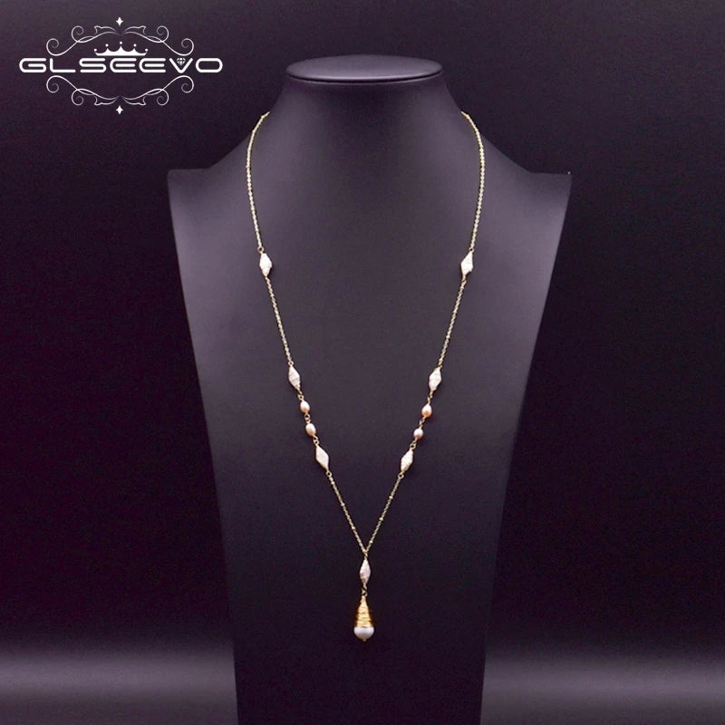 Pearl Long Pendant Necklace Birthday Gift