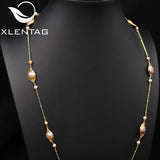 Freshwater Pearls Necklace Women Pendant Jewelry Sweater Chain GN0397