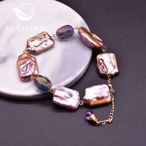 Baroque Pearl Couple Bracelet Crystal Pendant Girl Jewelery GB0206