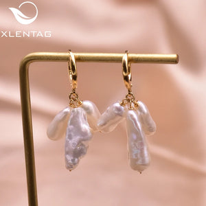 Baroque Pearl Dangle Earrings Zircon Women Huggie Drop Earings Engagement Love
