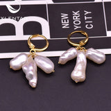 Baroque Pearl Dangle Earrings Zircon Women Huggie Drop Earings Engagement Love