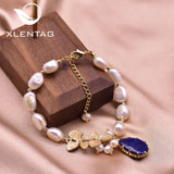 Natural Pearl Couple Bracelet Lapis Pendant Wedding Gift