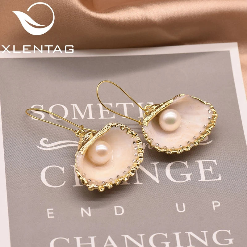 Natural Pearl Shell Drop Earrings For Women Fine Women Accessories GE0848