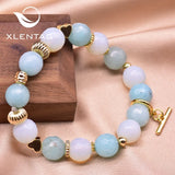 Aquamarine Couple Bracelets Natural Stone Crystal for Women Friendship Love