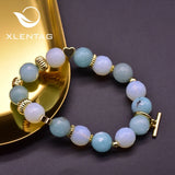 Aquamarine Couple Bracelets Natural Stone Crystal for Women Friendship Love