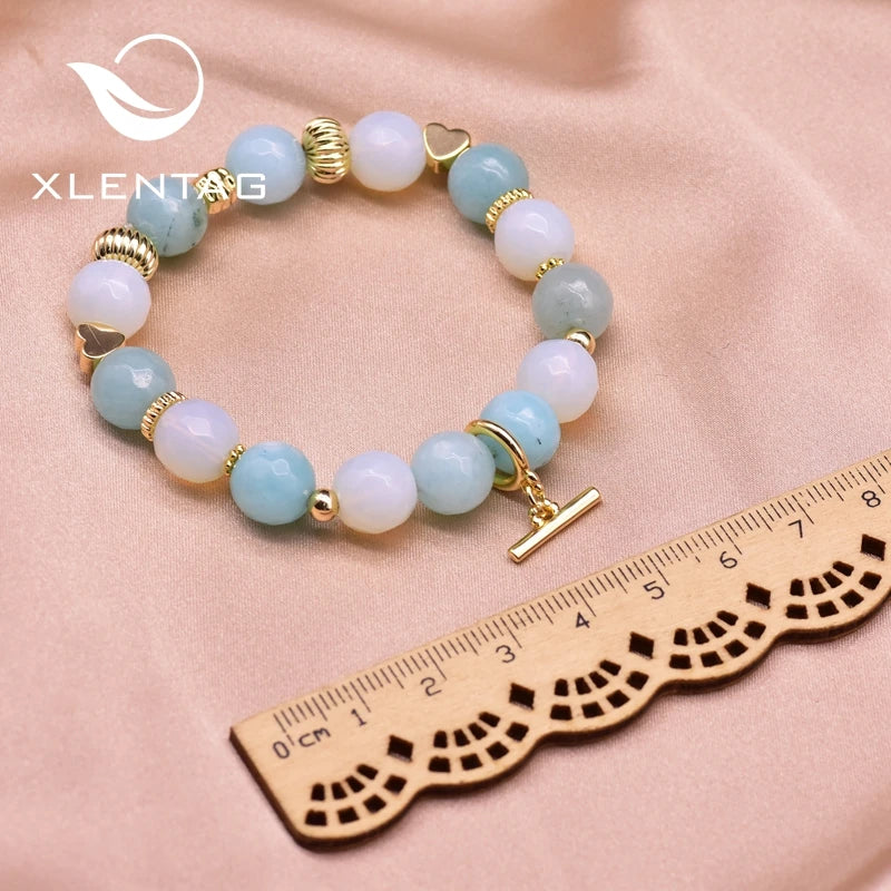 Aquamarine Couple Bracelets Natural Stone Crystal for Women Friendship Love