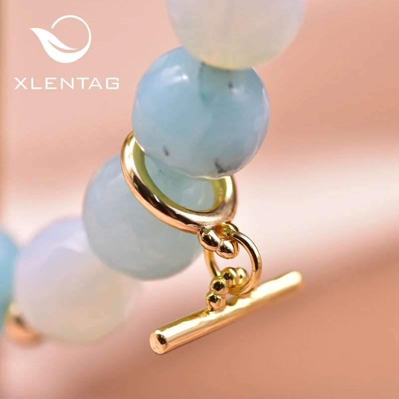 Aquamarine Couple Bracelets Natural Stone Crystal for Women Friendship Love