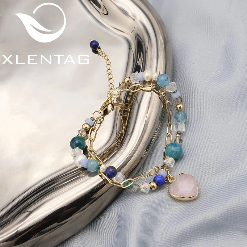 Natural Stone Pearl Heart Pendant Bracelet - Korea Jewelry
