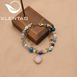 Natural Stone Pearl Heart Pendant Bracelet - Korea Jewelry