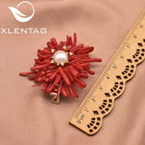 Freshwater Pearl Coral Flower Hairpin Wedding Party Fine Jewelry