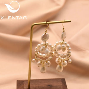 Natural Fresh Water Pearl Earrings Wedding Engagement Jewelry GE0842