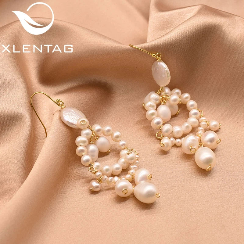 Natural Fresh Water Pearl Earrings Wedding Engagement Jewelry GE0842