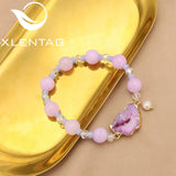 Pink Crystal Natural Pearls Women's Bracelets Retro Bohemia Jewelry