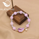 Pink Crystal Natural Pearls Women's Bracelets Retro Bohemia Jewelry