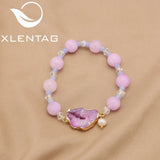 Pink Crystal Natural Pearls Women's Bracelets Retro Bohemia Jewelry