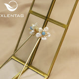 Aquamarine Baroque Pearl Hairpins Rhinestone Floral Accessories