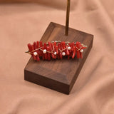Red Coral Women's Hairpins Vintage Charm Jewelry