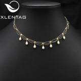 Natural Pearls Women Short Necklace Shining Lace Tassel Bulb-Shaped Chain