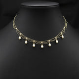 Natural Pearls Women Short Necklace Shining Lace Tassel Bulb-Shaped Chain