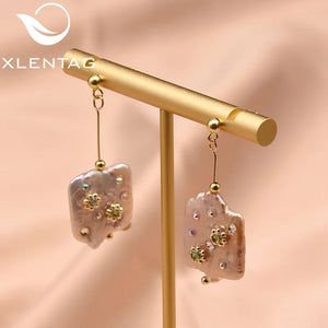 Vintage Baroque Pink Pearl Drop Earrings For Women Engagement