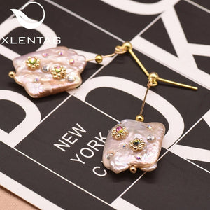 Vintage Baroque Pink Pearl Drop Earrings For Women Engagement